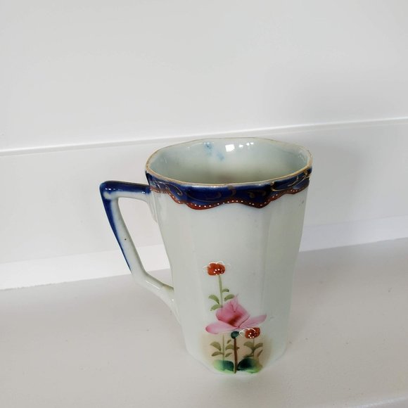Antique Te-Oh Nippon Hand Painted Cider Lemonade Mug, Roses Pattern, Porcelain - Picture 2 of 7